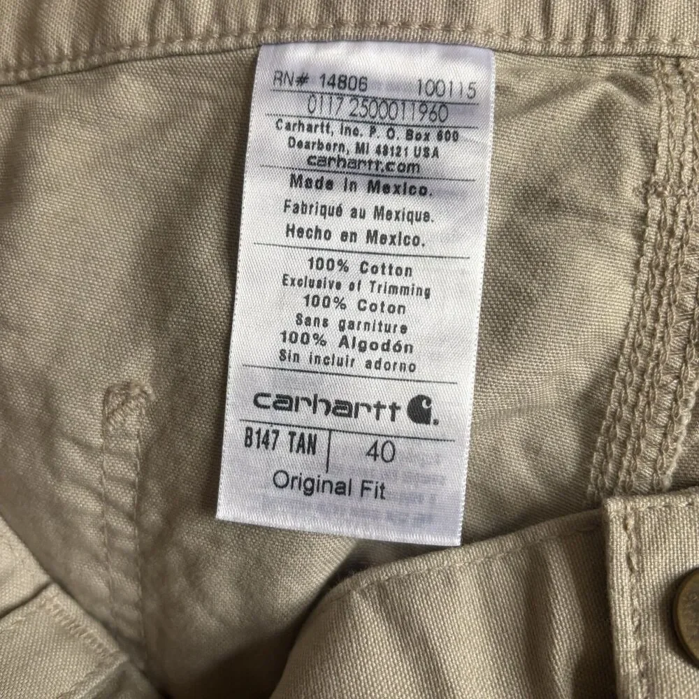 NWT Mens Carhartt Loose Fit Canvas‎ Utility Shorts 40 Khaki Workwear USA Grunge